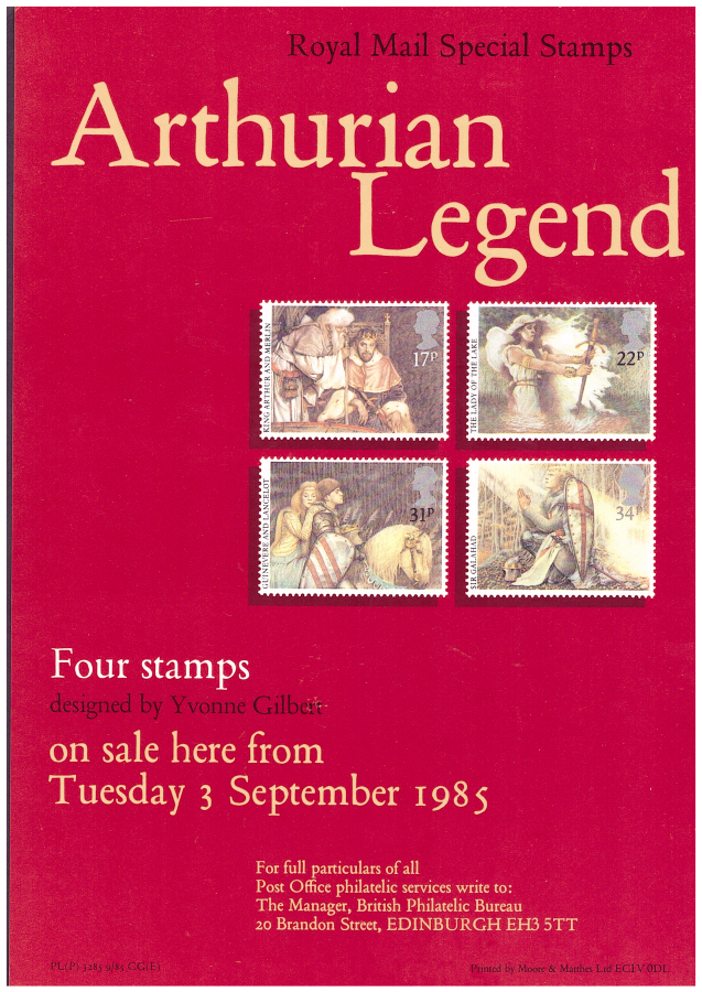 (image for) 1985 Arthurian Legend Post Office A4 poster. PL(P) 3285 9/85 CG(E).